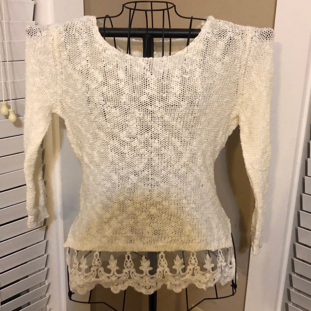White Sweater With Lace